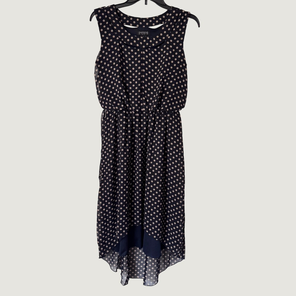 Enfocus Studio Women Polka Dot High Low Cutout Sleeveless Dress Size 4